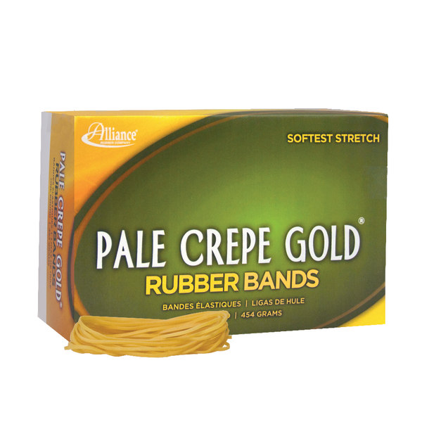 Alliance(R) Pale Crepe Gold? Rubber Bands In 1 Lb. Box  #19 3 1/2in. x 1/16in.  Box Of ~1890