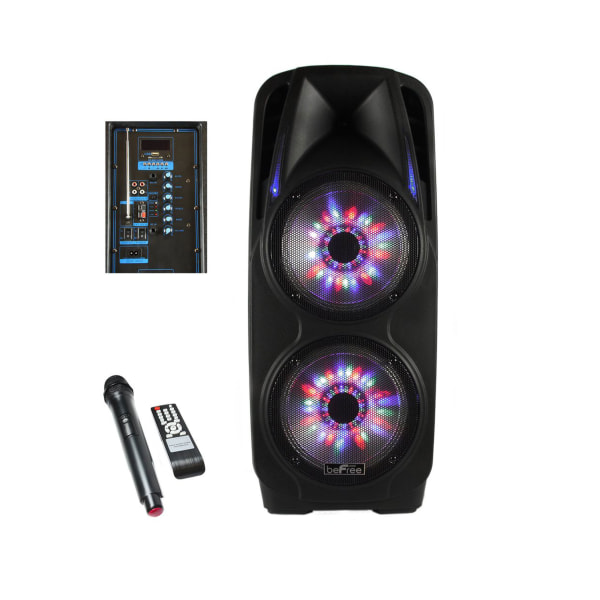 BeFree Sound Double Subwoofer Portable Bluetooth Party PA Speaker, 10-Inch, Black -  99595832M