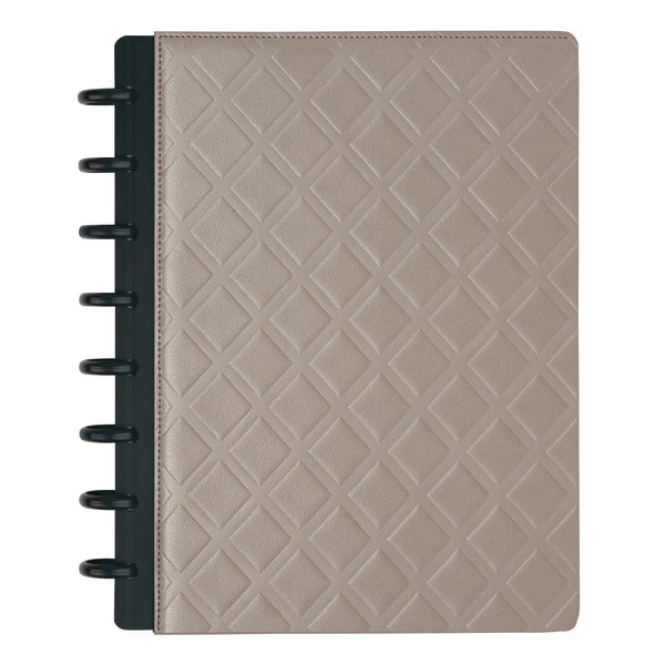 TUL Discbound Notebook, Junior Size, Embossed Leather Cover, Narrow Ruled, 120 Pages (60 Sheets), Gray