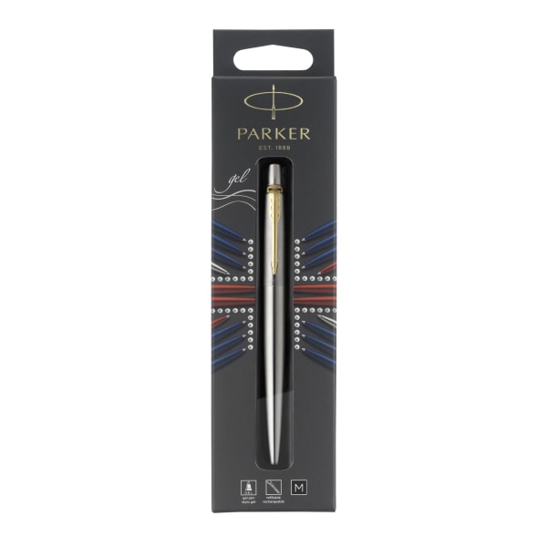 Parker® Jotter Gel Pen, Medium Point, 0.7 mm, Stainless-Steel/Gold Barrel, Black Ink -  2020672