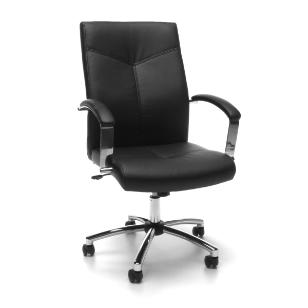 OFM Essentials Mid-Back Conference Chair, Black/Chrome -  E1003-BLK