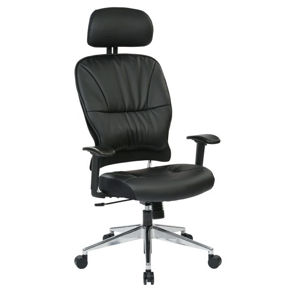 Office Star Space Seating 32 Series Ergonomic Eco Leather High-Back Managers Chair, Black
