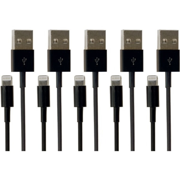 VisionTek - Lightning cable - Lightning male to USB male - 3.3 ft - black (pack of 5) -  900784