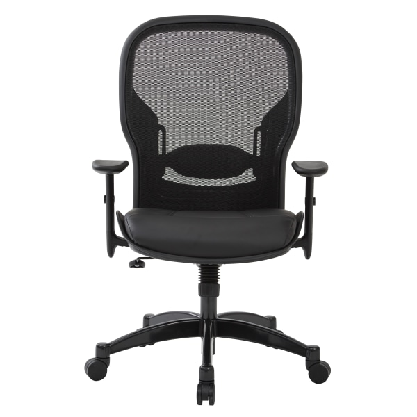 Office Star Space Seating Bonded Leather/Mesh High-Back Chair, Black/Gunmetal - 2400E - Furniture This stylish chair offers added comfort during a l sku 2400E