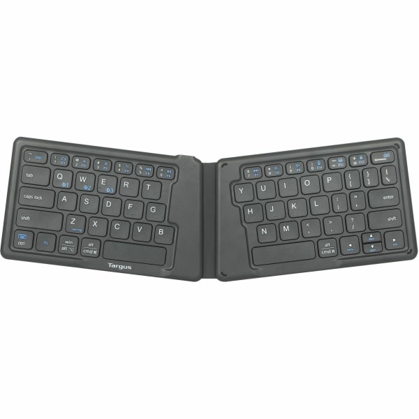Ergonomic Foldable Bluetooth Antimicrobial Keyboard - Wireless Connectivity - Bluetooth/RF - 2.40 G. Hz - Chrome. OS - English (US)