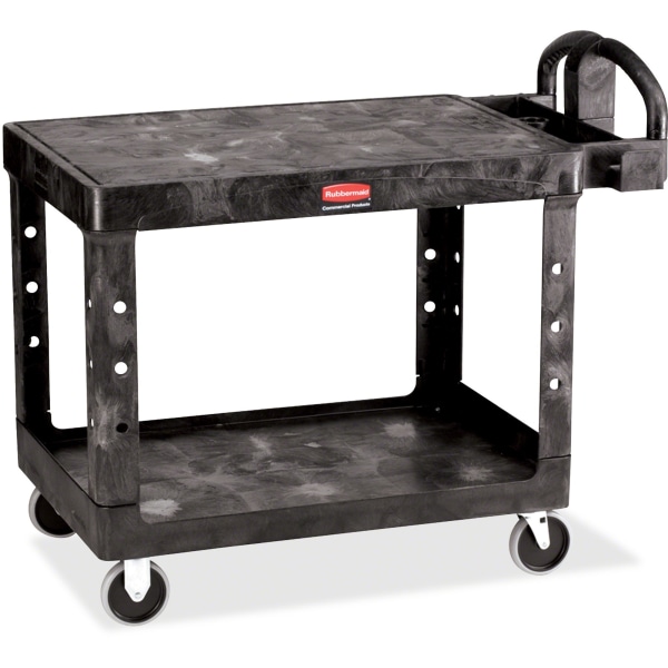 Rubbermaid 4525 HD 2-Shelf Utility Cart Flat Shelf (Med) - 2 Shelf - Push Handle Handle - 500 lb Capacity - 4 Casters - 5" Caster Size - Foam, Resin,