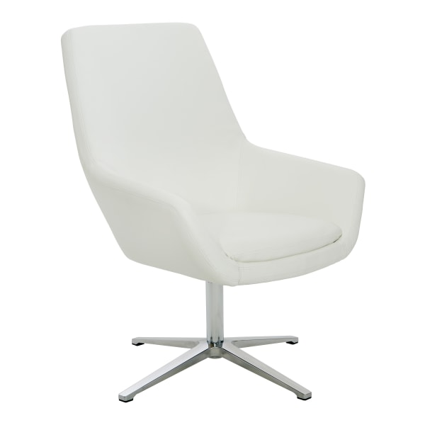 Office Star Modern Scoop Design Chair, White/Aluminum