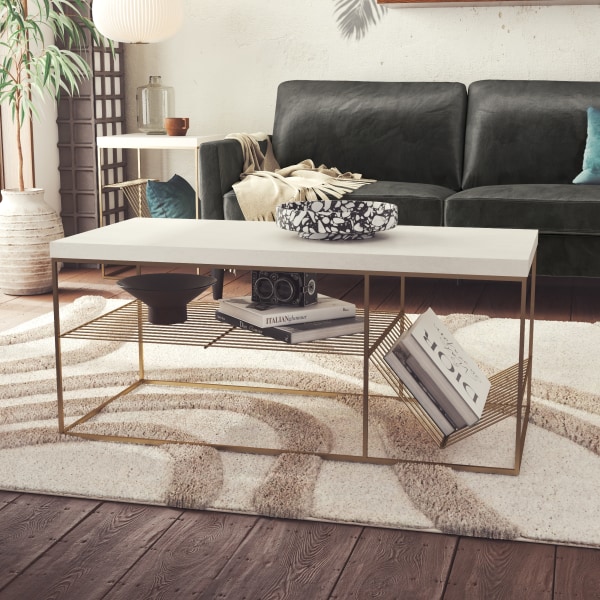 Photos - Coffee Table Ameriwood™ Home Neely , 17-15/16"H x 41-5/8"W x 19-3/4"D, White/Gold