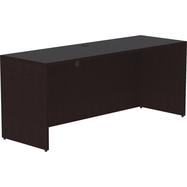 Lorell Essentials Series Credenza Desk, Espresso (LLR18212), Silver | Quill
