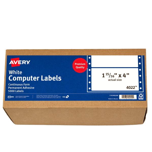 GTIN 072782040222 product image for Avery® Continuous Form Permanent Address Labels, 4022, Rectangle, 4