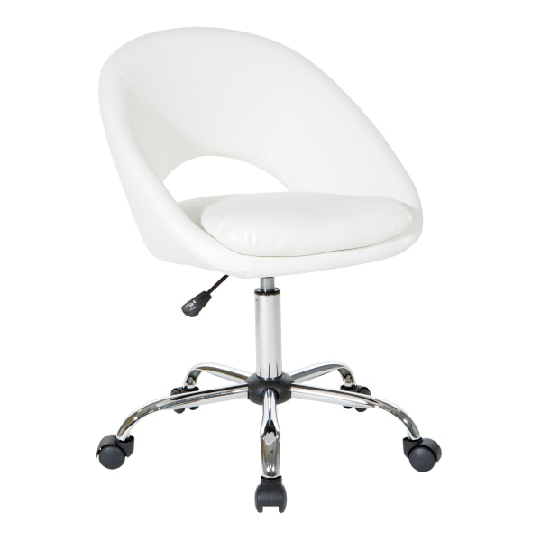 Office Star Milo Mid-Back Office Chair, White/Chrome - ML26SA-W32 - Furniture Elevate your level of comfort in the office with t sku ML26SA-W32