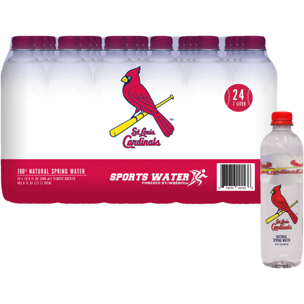St. Louis Cardinals Sports Water, Natural Spring Water, 16.9 Oz, Pack of 24 Bottles best by 12/09/2023 