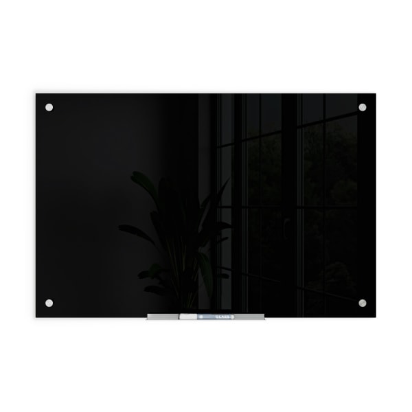 U Brands Frameless Non-Magnetic Glass Dry Erase Board, 36 X 24, Black