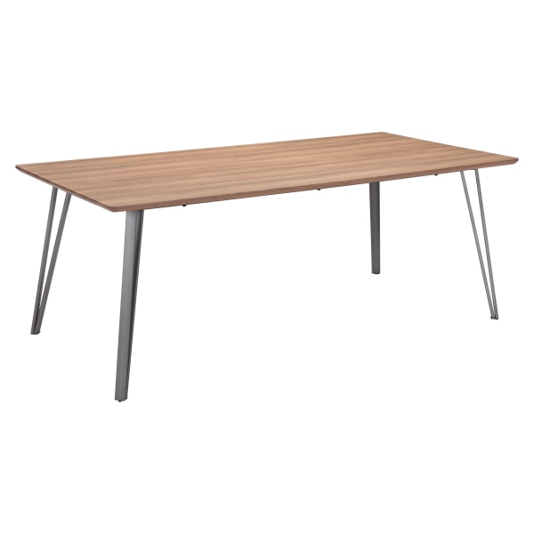 Zuo Modern Perpignan MDF And Steel Rectangle Dining Table, 29-15/16""H x 78-3/4""W x 39-7/16""D, Brown -  101888