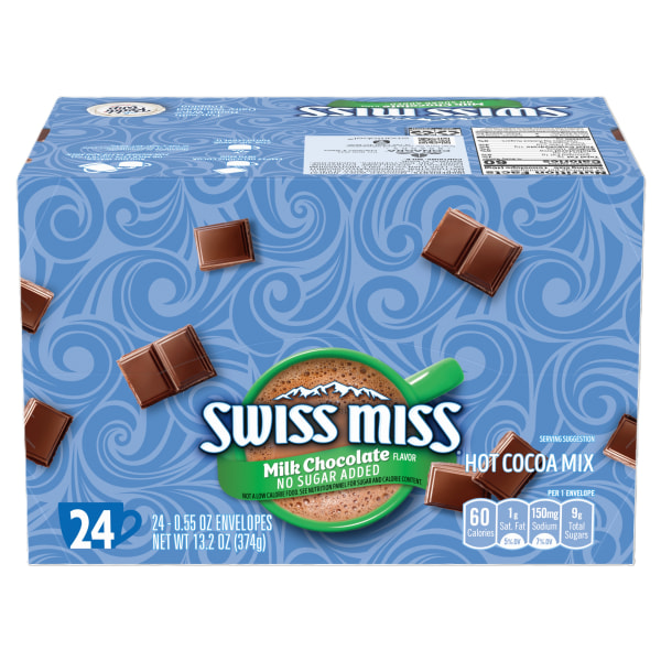 UPC 015700055847 product image for Swiss Miss Hot Cocoa, No Sugar Added, 0.55 Oz., Box Of 24 | upcitemdb.com