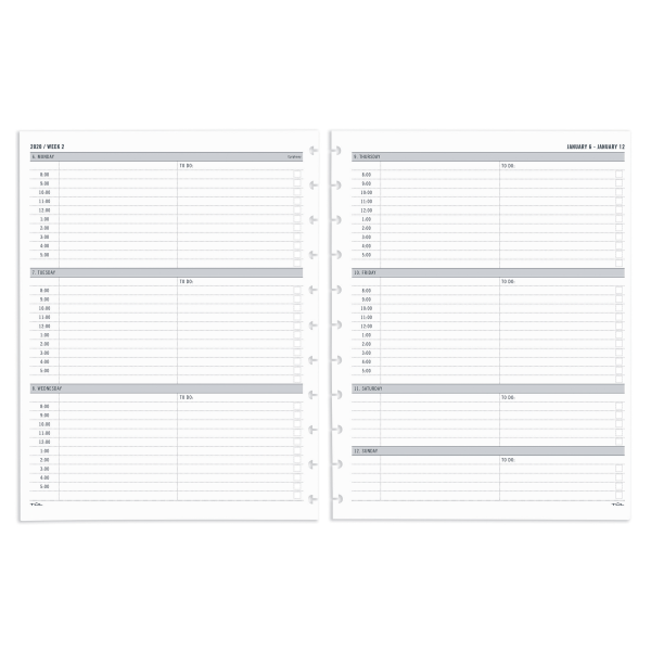 TUL Custom Note-Taking System Discbound Weekly Refills, 8.5 x 11, Jan