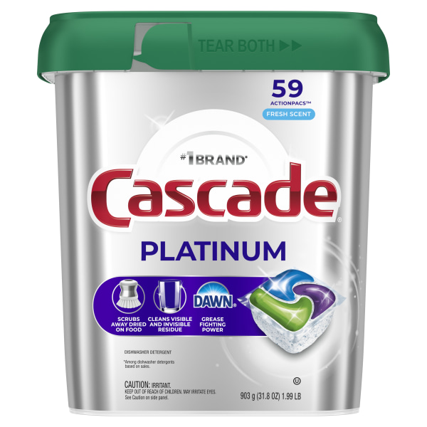Cascade Platinum Dishwasher ActionPacs Fresh 199 Lb Pack Of 59 Pacs