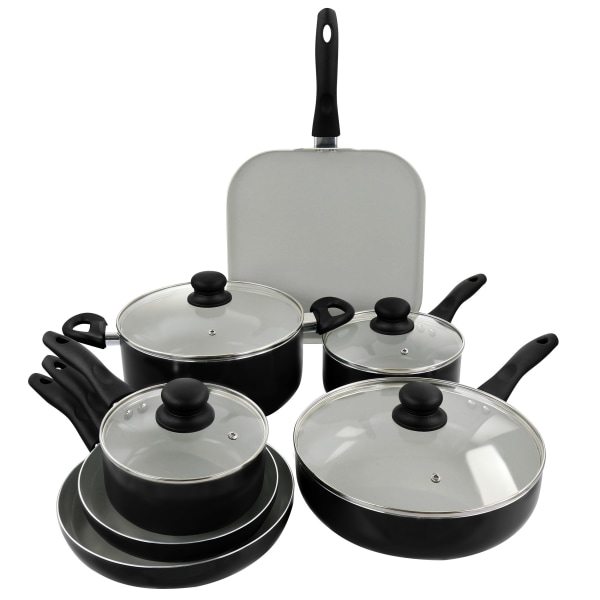 UPC 085081518439 product image for Gibson Home Gazebo 11-Piece Aluminum Non-Stick Cookware Set, Black | upcitemdb.com