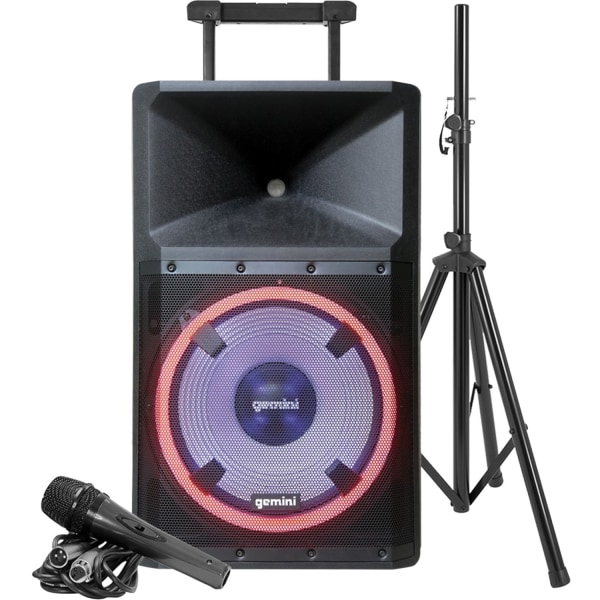 Gemini Ultra-Powerful Bluetooth 2,200-Peak-Watt Speaker with Party Lights/Microphone/Stand, Multicolored (GCIGSPL2200PK)