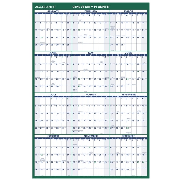 at-a-glance 2026 vertical reversible erasable wall calendar extra large 32 x 48, 4 count