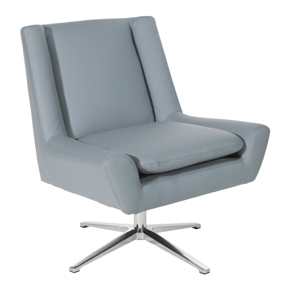 Office Star Faux Leather Guest Chair, Gray/Aluminum