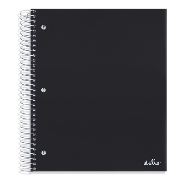 Office Depot� Brand Stellar Poly Notebook, 8" x 10-1/2", 5 Subject, Wide Ruled, 100 Sheets, Black