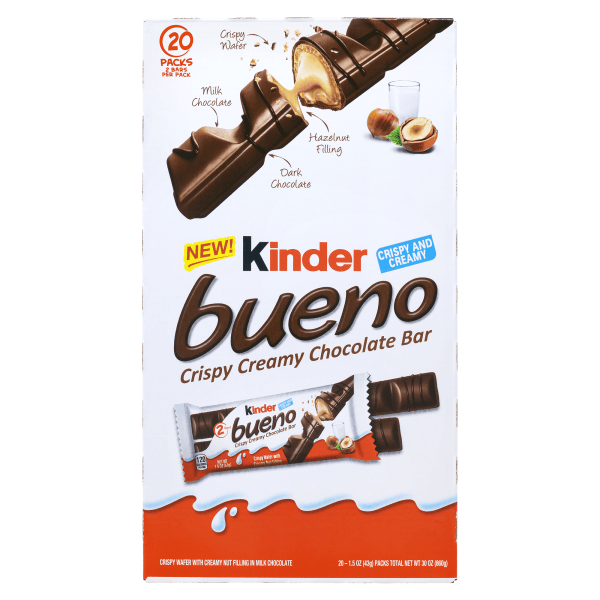 Kinder Bueno Crispy Creamy Chocolate Bars Box Of 20 Bars