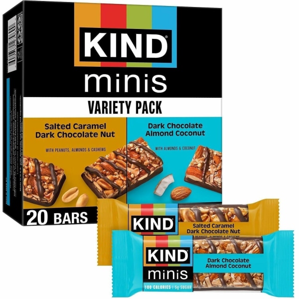 KIND Minis Dark Chocolate Nut Bars Variety Pack 20 Bars KIND Minis Dark Chocolate Nut Bars Variety Pack 20 Bars