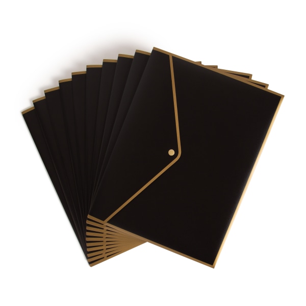 U Brands Polypropylene Document Holders, 1/2 Expansion, Letter Size, Black/Gold, Pack Of 10 Holders