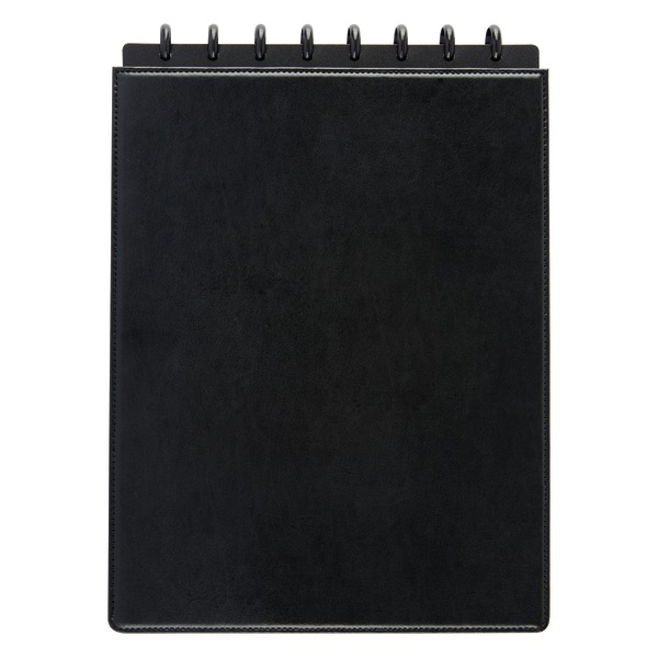 TUL Top-Bound Discbound Notebook, Letter Size, Leather Cover, 60 Sheets, Black