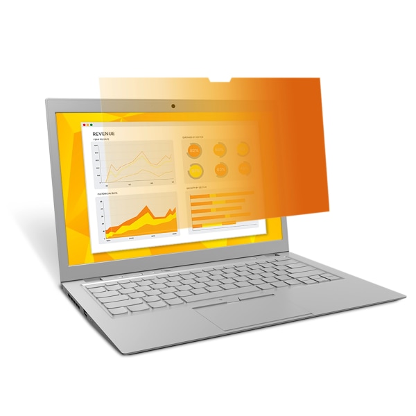 3M Gold Touch Privacy Filter For 13.3 Laptops, Gold/Black, Reduces Blue Light, GF133WPE