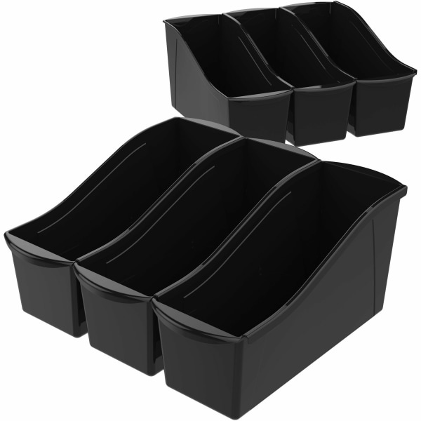 Storex Industries 14.3  x 5.3  x 7  Storex Large Book Bin with Front Pocket  Black