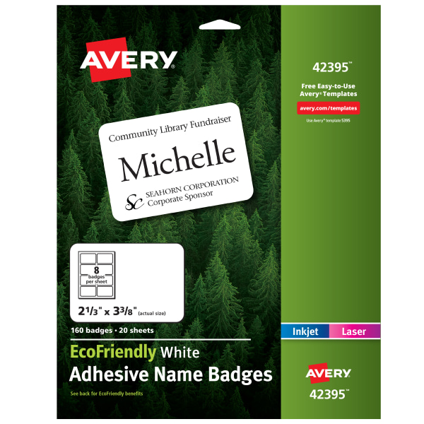 UPC 072782423957 product image for Avery® EcoFriendly 100% Recycled Name Badges, 2 1/3