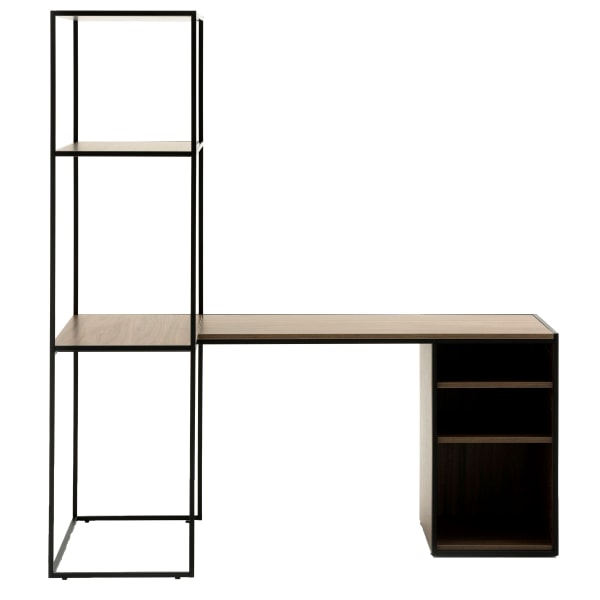 Allermuir Crate 32W Tall Left-Hand L-Shaped Desk, Walnut/Black