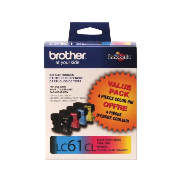 UPC 012502542544 product image for Brother® LC61 Black And Cyan, Magenta, Yellow Ink Cartridges, Pack Of 4, LC613PK | upcitemdb.com