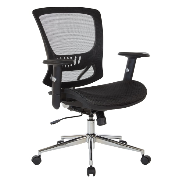 Office Star Ventilated Seating Ergonomic Mesh Mid-Back Managers Chair, Black/Chrome