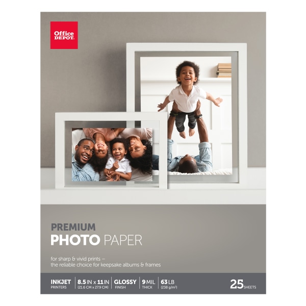 UPC 735854221737 product image for Office Depot® Brand Premium Photo Paper, Glossy, Letter Size, White, Pack Of 25  | upcitemdb.com