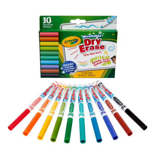 UPC 071662077341 product image for Crayola Dry-Erase Slim Washable Markers, Conical Tips, Assorted Ink Colors, Pack | upcitemdb.com