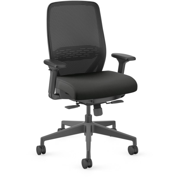 HON Nucleus Task Chair KD - Black Seat Color - Vinyl Seat Material - Black Back Color - Armrest - 1 Each