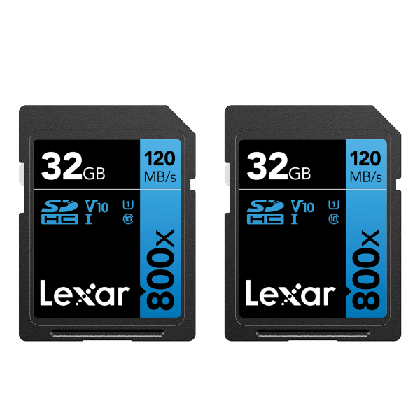 BLUE Series Professional 800x 32GB UHS-I U1 SDHC Memory Card  2-Pack
