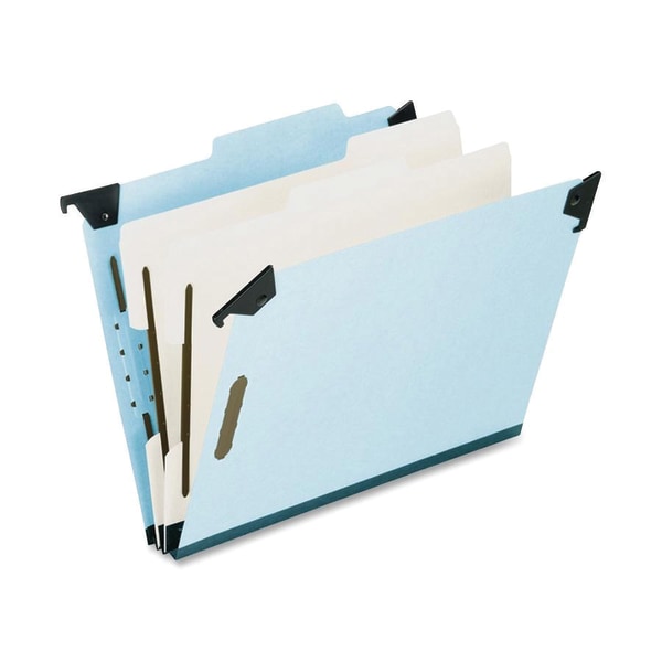 Pendaflex® Hanging Classification Folders, 2 Dividers, 6 Partitions, Letter Size, Blue, Box Of 10 -  59252
