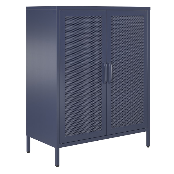 Photos - Wardrobe Novogratz Channing 2-Door 3-Shelf Metal Mesh Locker Accent Cabinet, 40"H x 31-1/2"W x 15-3/4"D, Navy