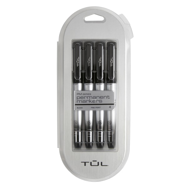 UPC 735854850227 product image for TUL® Permanent Markers, Fine Point, Silver Barrel, Black Ink, Pack Of 4 Markers | upcitemdb.com