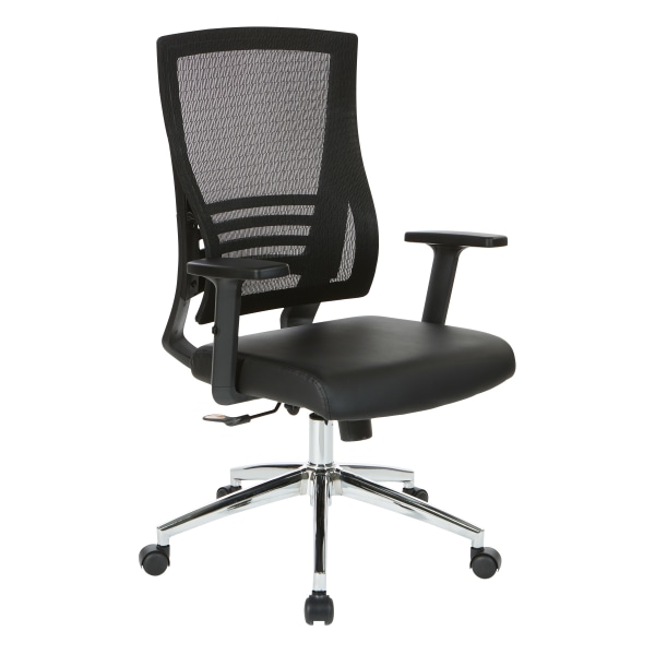 Office Star WorkSmart Screen-Back Bonded Leather Managers Chair, Black