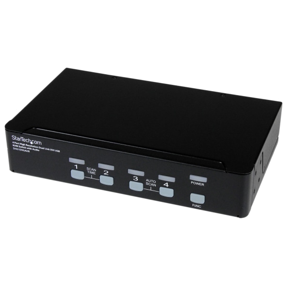 Photos - Cable (video, audio, USB) Startech.com 4 Port High Resolution USB DVI Dual Link KVM Switch with Audio and USB 2.0 Hub - KVM / audio / U (SV431DVIUAHR)
