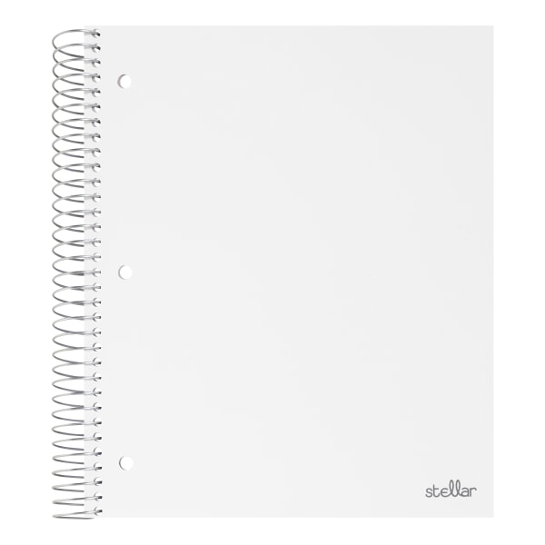 Office Depot® Brand Stellar Poly Notebook, 8" x 10-1/2", 3 Subject, Wide Ruled, 150 Sheets, White