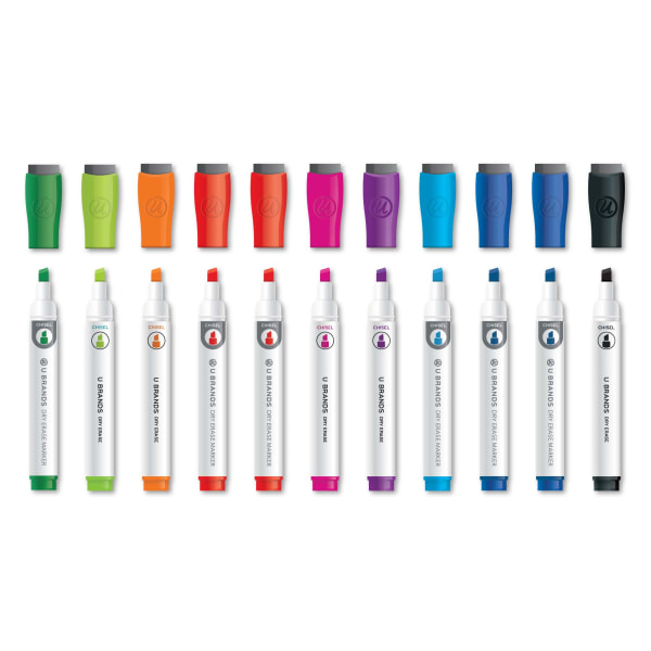 U Brands Low-Odor Dry-Erase Markers, Chisel Tip, White Barrel, Assorted Ink Colors, Pack Of 24 Markers - 2929U00-12 - Office Supplies From meetings and presentations at the office to j sku 2929U00-12