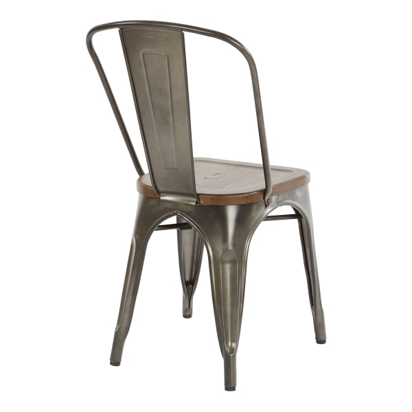 Office Star Indio Metal Chairs, Vintage Ash Walnut/Matte Gunmetal, Set Of 4 Chairs - IND29A4-C209-1 - Furniture Furnish your home or office space with these decor sku IND29A4-C209-1