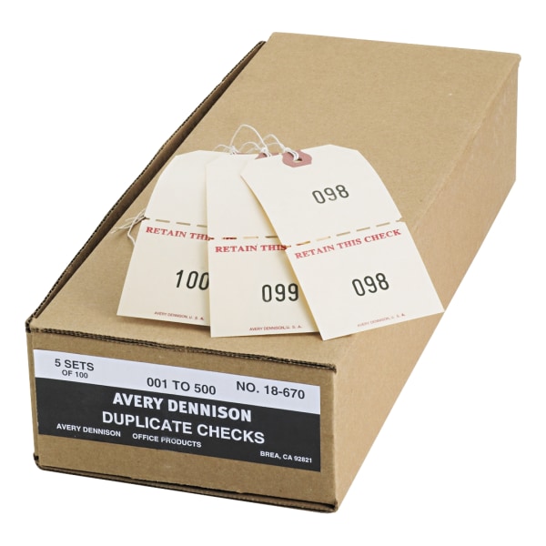 Avery Duplicate Auto Park Tags Manila Strung 4-3/4 x 2-3/8 500 Tags (18670)