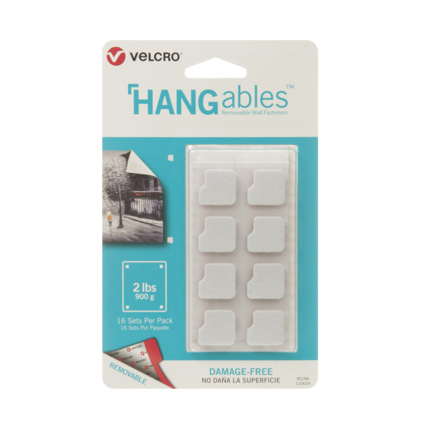 VELCRO Brand HANGables Squares 075 White Pack Of 16 Squares